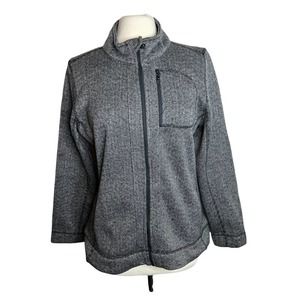 MARC NEW YORK Herringbone Knit Black and Grey Zip Front Jackett, size L